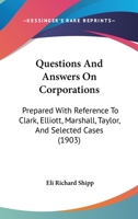 Questions and Answers On Corporations 1240025963 Book Cover