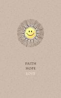 Faith, Hope, Love Graph Notebook: Classic Smiley Face Notebook, Each Grid 0.2 Inches, 120 Pages, 5 X 8, Cream Paper- Perfect for Diagrams and Charts 1984178253 Book Cover