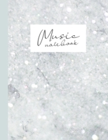 Music notebook: wide staff manuscript paper | 8.5x11 | 120 pages | 8 staves per page | easy to write on | shiny diamonds on white marble stone | perfect for students, musicians and composers 1696198550 Book Cover