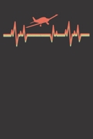 Notebook: Airplane Pilot Vintage Retro Heartbeat Gift Dot Grid 6x9 120 Pages 1089102550 Book Cover