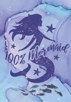 100% Mermaid: Mermaid Notebook Wide Ruled Line For Mermaid Lovers 110 Pages 7"x10" Purple Teal Ocean Cute Notebook Gift For Girls and Women 108232017X Book Cover