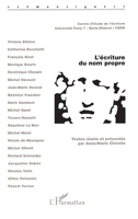 L'écriture du nom propre (French Edition) 2738470831 Book Cover