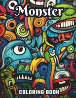Large Print Monster Coloring Book: Black Background: Coloring Pages, Great Gift Idea for Everyone, Adults, Teenagers, Tweens, Older Kids, Boys, & ... Stress Relief & Relaxation (Coloring Books) B0CKWC63WY Book Cover