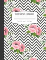 Composition Notebook: Black and White Floral College Ruled Lined Journal 1072662493 Book Cover