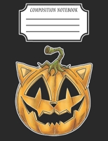 Composition Notebook: HALLOWEEN PUMPKIN CAT FACE - Composition book: (7,44x9,69) 120 pages Wide Ruled Line Paper Soft Cover Glossy Finish 1688202250 Book Cover