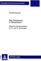 Das Decameron in Deutschland: Wege Der Literaturrezeption Im 15. Und 16. Jahrhundert 3631336853 Book Cover