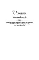 Virginia Marriage Records from the Virginia Magazine of History and Biography 0806309830 Book Cover