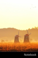 Notebook: Windmill,  Fog,  New,  Mountain themed Notebook / Journal / Diary / Composition book / Daily Planner - 6 x 9 inches (15,24 x 22,86 cm), 150 pages, glossy finish. 1699099227 Book Cover