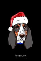 Notebook: Happy Basset Hound Dog Wearing A Christmas Hat 1076942903 Book Cover