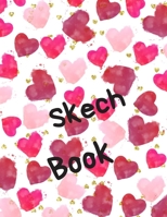 Skech Book: Watercolor Hearts Notebook for Drawing, Painting, Doodling and Sketching, 110 pages, 8.5"x11" 1657019004 Book Cover