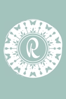 R: Initial R Monogram Notebook Journal Gift Pale blue Butterfly Circle design 1673353975 Book Cover