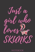 Skunks composition notebook Gifts: Just a girl who loves Skunks./Skunk Notebook Journal 6*9 120 pages Matte-Blank Wide Ruled Paper - Funny Skunks Accessories-Skunks Gifts for Women, Girls and Kids gre 1660758513 Book Cover