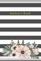 Address Book: An Alphabetical Small Address Book For Record and Organize Contact - Black and White Strips With Floral 1096347253 Book Cover