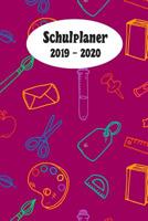 Schulplaner 2019 - 2020: Bunte Schulsachen Magenta das hausaufgabenheft 2019 - 2020 f�r das neue schuljahr; mit kalender, stundenplan f�r jedes semester, wochenplaner, kontaktliste und geburtstags ter 1079791965 Book Cover