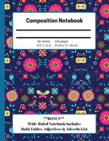 Composition Notebook: Wide-Ruled BONUS Math Charts & List of Adverbs & Adjectives Large Size for Homeschool, Elementary, High School, & College for All Subjects 108044825X Book Cover