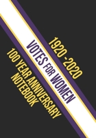 1920 - 2020 Votes For Women 100 Year Anniversary Notebook: Lines Notebook with Suffragette Sash Design 1654996017 Book Cover