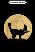 Composition Notebook: Halloween Black Cat With Witch Hat Moon Gift cats Costume Journal/Notebook Blank Lined Ruled 6x9 100 Pages 1702201392 Book Cover