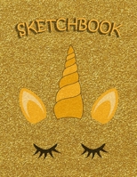 Sketchbook: Little Unicorn Golden Book, Sparkly Unicorn Gold Glitter Effect Background: Large Blank Sketchbook / 110 Pages / 8.5" x 11" / For Kids Drawing, Sketching & Crayon Coloring 1658752856 Book Cover