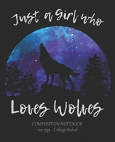 JUST A GIRL WHO LOVES WOLVES Composition Notebook: College Ruled School Journal Diary Wolf Lover Gift 1704817021 Book Cover