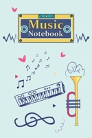 Music Notebook: Hand Drawn Music Instrument on Cover With Cool Interior. 120 Pages 6x9 in Music Manuscript Paper. Space to Write Lyrics and Music ... Lyrics and Music.: Perfect for Music Lovers 170325581X Book Cover