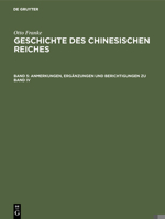 Anmerkungen, Ergänzungen und Berichtigungen zu Band IV 3111249743 Book Cover