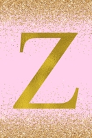 Z: Letter Z Initial Monogram Notebook - Pretty Pink & Gold Confetti Glitter Monogrammed Blank Lined Note Book, Writing Pad, Journal or Diary with Lines - Birthday or Christmas Gift for Kids, Girls & W 1088563287 Book Cover