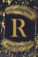 R: Trendy Gold Initial Monogram Letter R - Feathers & Marble Texture Personalized Blank Lined Journal & Dairy to Notes and Write in for Notepad, ... Grayish Navy Monogrammed Paperback Journal) 1693996170 Book Cover