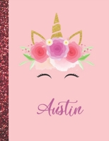 Austin: Austin Marble Size Unicorn SketchBook Personalized White Paper for Girls and Kids to Drawing and Sketching Doodle Taking Note Size 8.5 x 11 1658384806 Book Cover