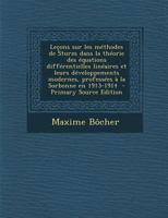 LECONS SUR LES METHODES DE STURM DANS LA THEORIE DES EQUATIONS DIFFERENTIELLES LINEAIRES ET LEURS DEVELOPPEMENTS MODERNES 1017677832 Book Cover