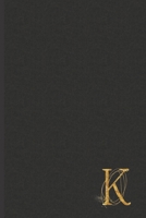 K: Professional Personalized Gold Initial K, Office or Home Journal with Dark Faux Leather-look Printed Cover 1702397599 Book Cover
