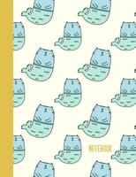 Notebook: Wide Ruled Primary Composition Book with Cute Purrmaid Cat Mermaid Pattern Cover Design 1073739473 Book Cover