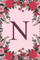 N: Name Monogram Initial N Pink Floral 6x9 Dot Bullet Notebook/Journal Gift Idea For Girls, Women, School, College and Work 1695738748 Book Cover
