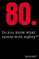 80 Do you know what rymes with eighty? Ancient.: 80th Birthday Gifts Men Women so much better than a card 1699156174 Book Cover