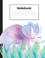 Notebook: Dinosaur Triceratops, Blue Ferns, Graph Paper 4x4, Notebook Home Office School Student Teacher Homeschool, 7.4 x 9.7 in, 200 pages kids, school, home, students, teachers 1724501550 Book Cover