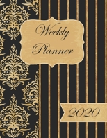 2020 Weekly Planner: Jan 1st to Dec 31st 2020 - 8.5x11 Stylish Glossy Black & Gold Patterned Paperback Cover 166131869X Book Cover