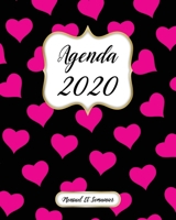 Agenda 2020 Mensuel Et Semainier: Calendrier, Organisateur, Objectifs et Liste de Souhaits Janvier � D�cembre 2020 Rose Coeur Motif, Noire Couverture 1710326255 Book Cover