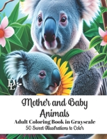 Mother and Baby Animals Adult Coloring Book in Grayscale: 50 Sweet Illustrations to Color B0BT8NTVVY Book Cover