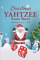 Yahtzee Score Sheets: Yahtzee score pads for all Game Lovers 100 Score Cards 101 pages, 6x9 Yahtzee Party Supplies Paperback Blue background with Santa Claus, red dice 1673591795 Book Cover