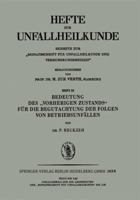 Bedeutung Des Vorherigen Zustands Fur Die Begutachtung Der Folgen Von Betriebsunfallen 3662392402 Book Cover