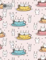 Notebook: Cute bunny in love with coffee on pink cover and Dot Graph Line Sketch pages, Extra large 1724332481 Book Cover