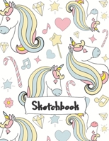 Sketchbook: Cute Unicorn, Large Journal With Blank Paper For Drawing And Sketching for Girls, 109 Pages, 8.5" x 11" (Kids Drawing Books) 1711015563 Book Cover