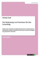 Die Bedeutung Von Vorwissen Fur Den Lernerfolg. 3956843290 Book Cover