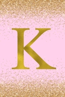 K: Letter K Initial Monogram Notebook - Pretty Pink & Gold Confetti Glitter Monogrammed Blank Lined Note Book, Writing Pad, Journal or Diary with Lines - Birthday or Christmas Gift for Kids, Girls & W 1088539580 Book Cover