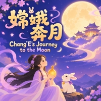 Chang'e's Journey to the Moon: Chinese Mythology Stories for Kids in Eglish, Chinese, and Pinyin (Chinese Mythology for Kids) 1998317404 Book Cover