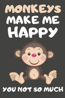 Monkeys Make Me Happy You Not So Much: Monkey Gifts for Monkey Lovers Blank Lined Notebooks, Journals, Planners and Diaries to Write In 1673958443 Book Cover