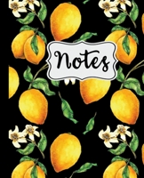 Notes: Lemon Tree Pattern on Black Background 7.5" X 9.25" Notebook Wide Ruled 110 Pages 1688636447 Book Cover