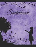 Sketchbook: Large Size 8.5x11 Blank 100+ Pages, Perfect for Drawing, Sketching, Doodling, or Creative Journaling - Premium Purple Silhouette Cover, Matte 1707929823 Book Cover