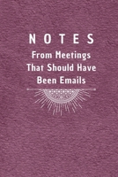 Notes From Meetings That Should Have Been Emails: 6*9 Blank Lined Notebook With Contact Infos 100 Pages. Funny Gift for Women and Men/Notebook Quotes/ ... hardcover/ Daily Journal/ Diary Calender 1678995924 Book Cover