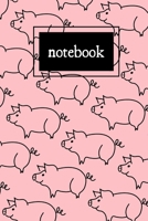 Pink and black pig print notebook: novelty pig notebook 6x9 1676685537 Book Cover