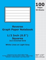 Reverse Graph Paper Notebook: 0.5 Inch (1/2 in) Squares; 8.5 x 11; 216 x 279 mm; 100 Pages; 50 Sheets; White Lines on Light Gray; Inverted 2x2 Quad Grid; Cyan Matte Cover 1089196598 Book Cover